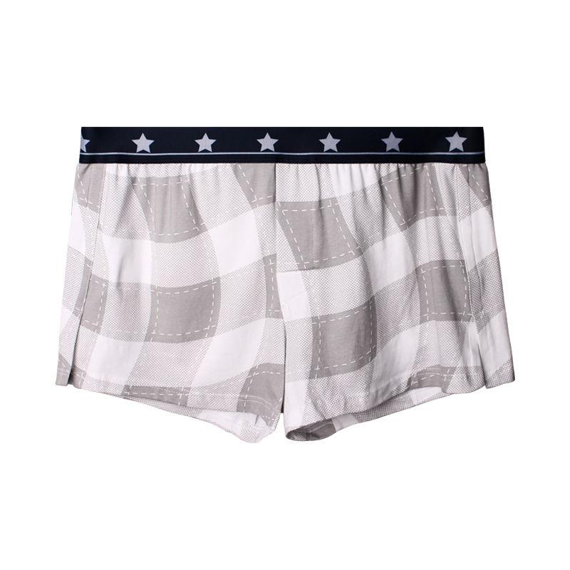 

Мужские шорты-трусы, дышащие спортивные шорты с клетчатым принтом, U-образный 3D-промежностный шов, удобные стильные широкие трусы-боксеры с эластичным поясом L серый