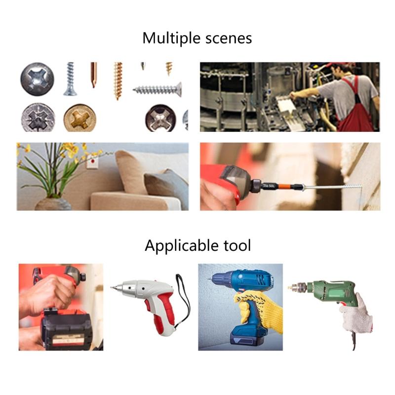6Pcs Magnetic Screwdriver Bit Set Cross Antislip 1/4inch Power Driver Bit for Impact Driver 25/50/65/70/90/150mm