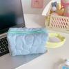 Candy Colors Cosmetic Bag Soft Flannel Cartoon Pattern Fashion Handbag For Women
