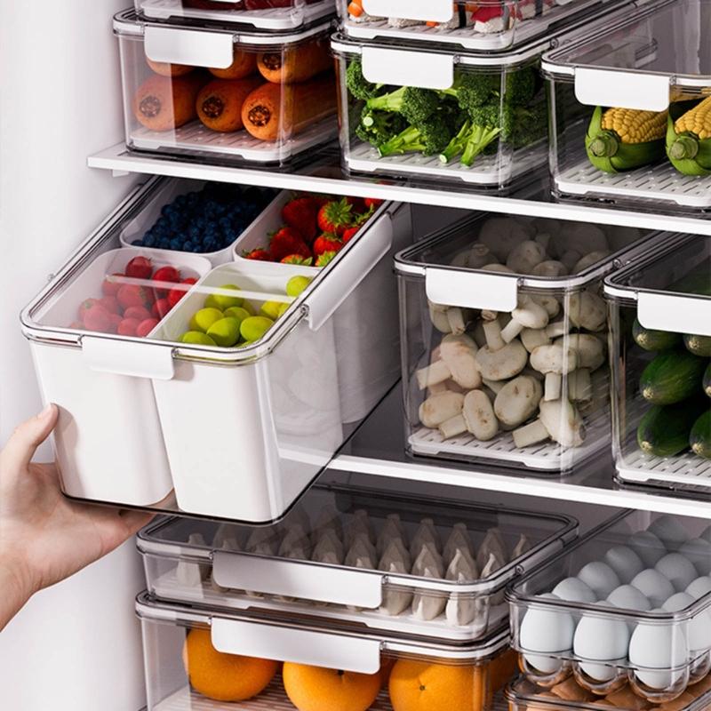 Refrigerator Drain Fresh Box with Lid Multipurpose Organize Box Supplies for Restaurant Dining Room Kitchen Storage