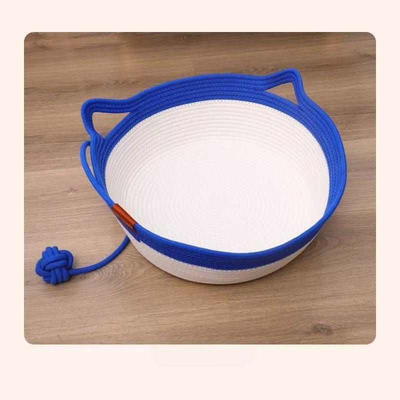 Scratch Resistant Cotton Rope Cat Bed Handwoven Pet Nest Breathable Summer Cool Mat Four Seasons Universal Bed for Cats Small Dogs