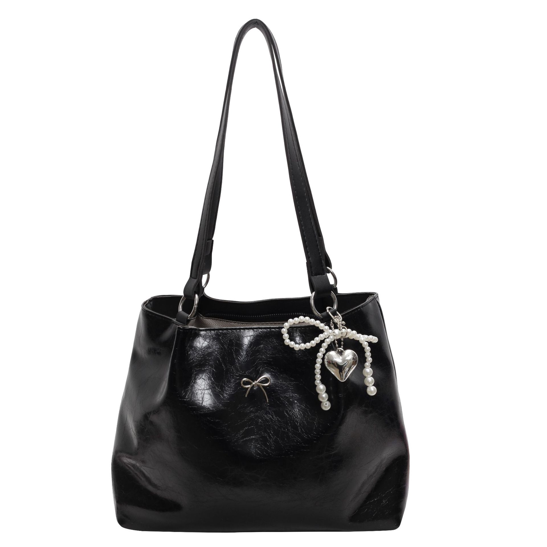 

Сумка-тоут женская 2024 года, новая большая вместительная сумка для поездок на работу, летняя повседневная универсальная сумка через плечо с простой текстурой чёрный