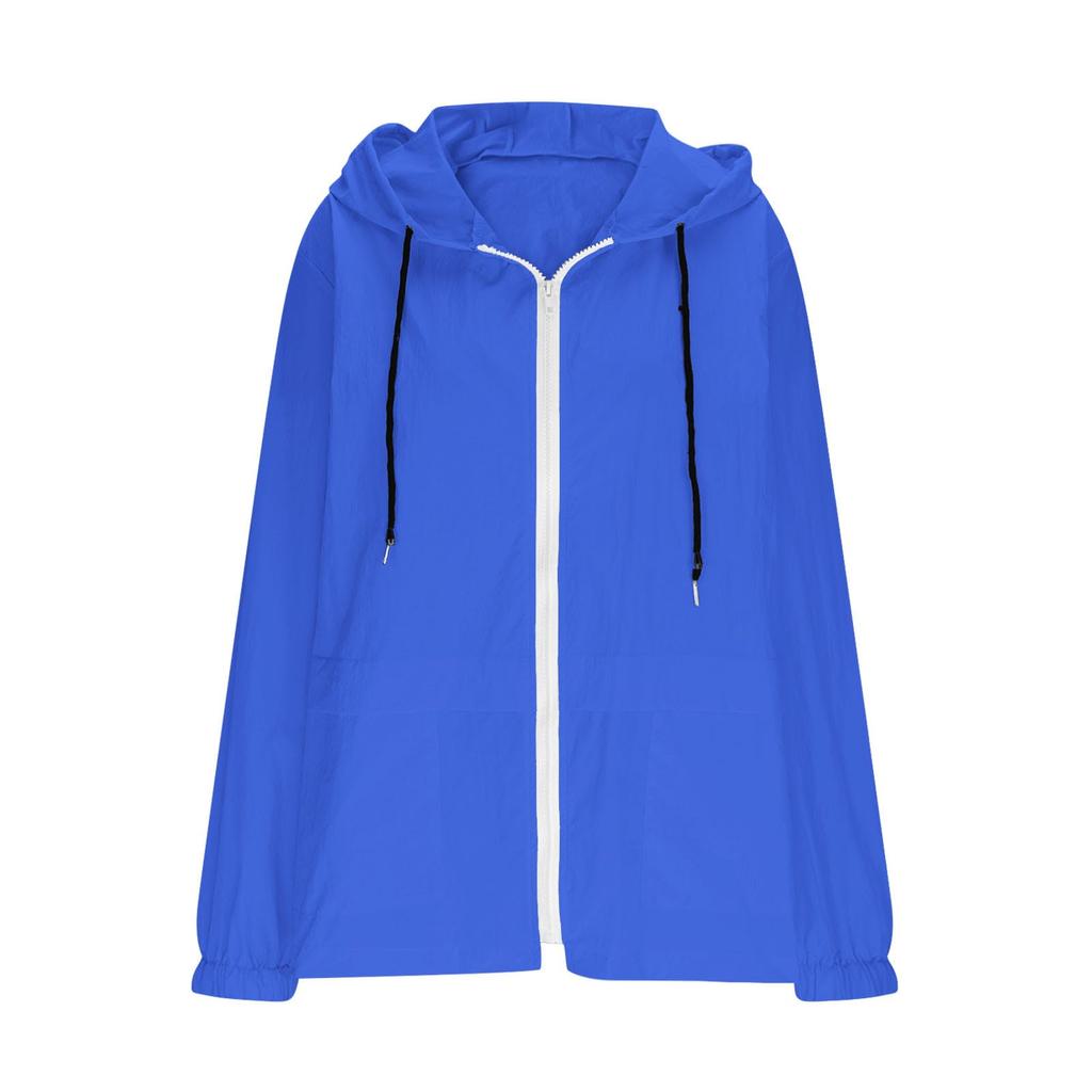 Womens Lightweight Waterproof Windproof Outdoor Jacket Full Zip Hooded Raincoat Casual Shell Coat with Adjustable Drawstrings