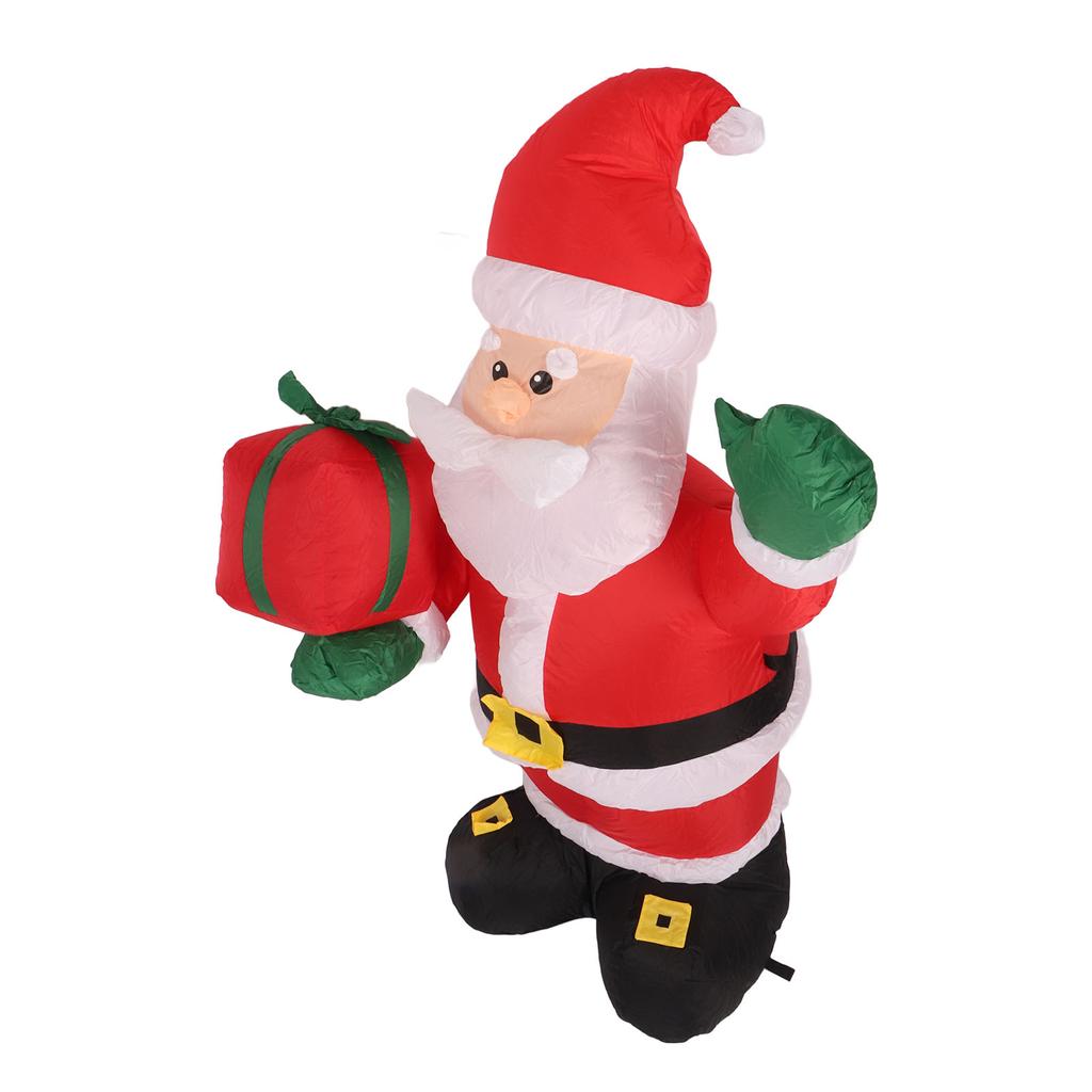 Nadmuchiwana dekoracja świąteczna 4 stopy poliestrowe włókno dmuchane Święty Mikołaj trzymający prezent na Boże Narodzenie