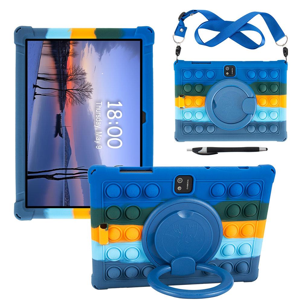 360 Grad Drehbar Weiche Silikonhülle Für JJGJ QPDQ AWOW TB02 10,1 Zoll Kinder Ständer Tablet-Hülle Mit Riemen Stift