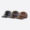 Men Hat Adjustable Faux Leather Baseball Cap with Windproof Hood Snug Fit Solid Color Design Fall Winter Outdoor Casual Hat