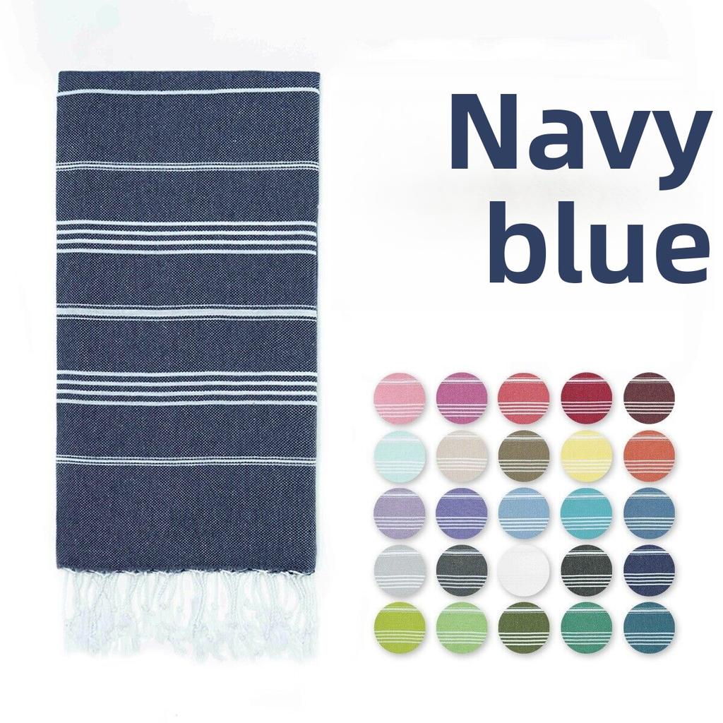 Woven Cotton Blanket Outdoor Blanket Foreign Trade  Beach Towel Color Bath Towel Tassel Striped Polyester Cotton Beach Towel