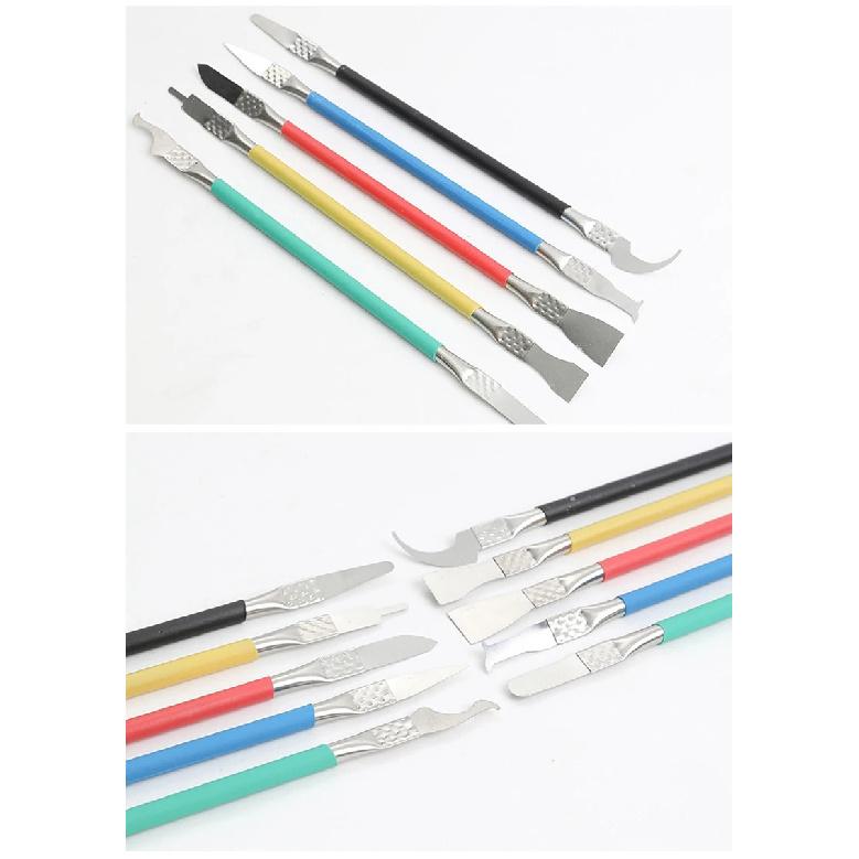 5pcs Dual Ends Metal Spudger Set, Professional Pry Opening Spudger, Mainboard Chip Disassemble Removal Accessories Kit