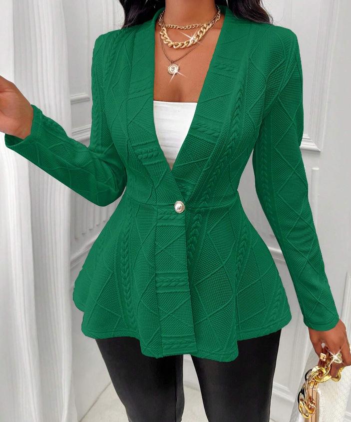 Jacquard 2025 Women's Textured Button Long Sleeve Light Luxury Overcoat