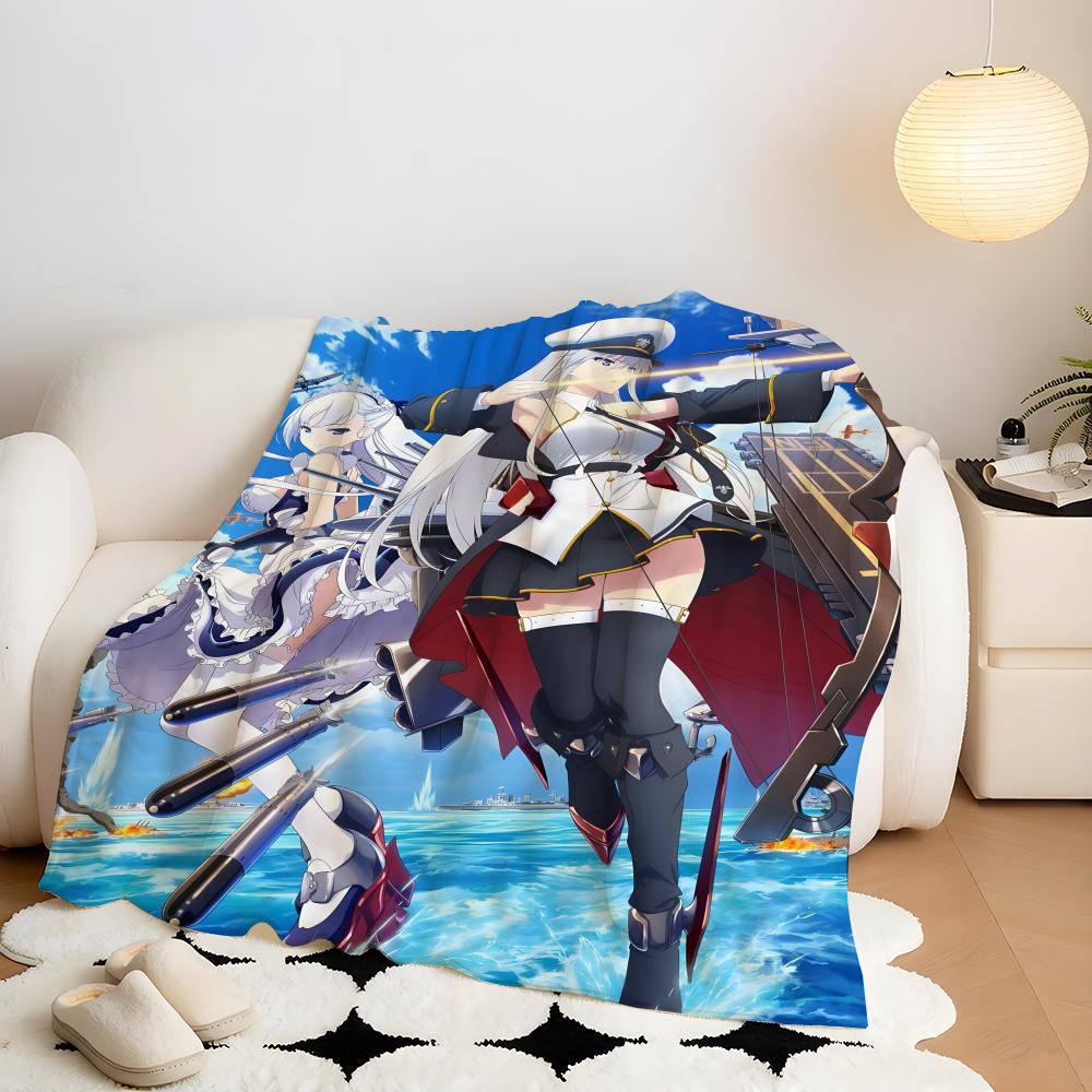 Game A-Azur L-Lane Throw Flannel Throw Blanket, Lightweight Cozy, Durable Washable cute Cool