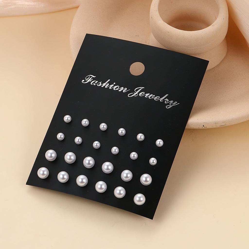 For simple summer women's colorful pearl stud earrings set party matching girl earrings earrings