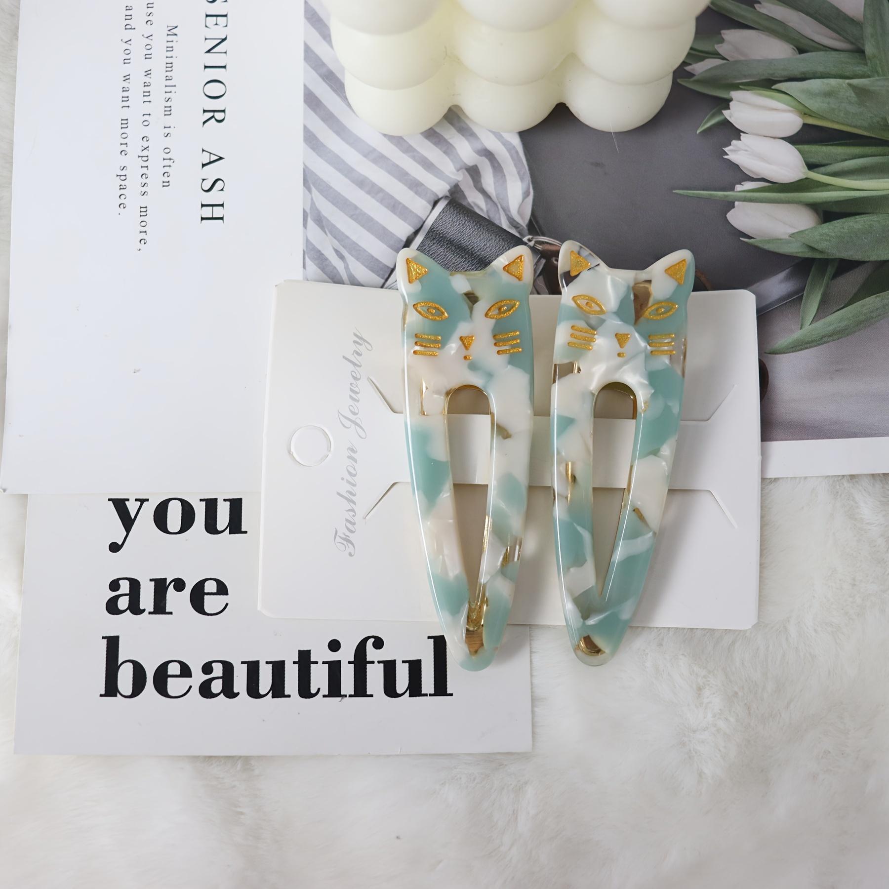 

[Acetate Hair Clips] Japanese and Korean version of acetate hair clips, two pack, bangs edge clips, hair clips, water drop, cat, duckbill clips