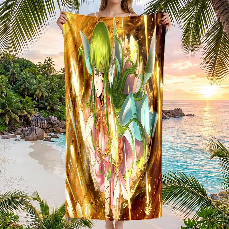 Beach Towel with Anime Code Geass Pattern - soft,absorbent,machine washable Lightweight&Modern,swimming,Travel Essentials