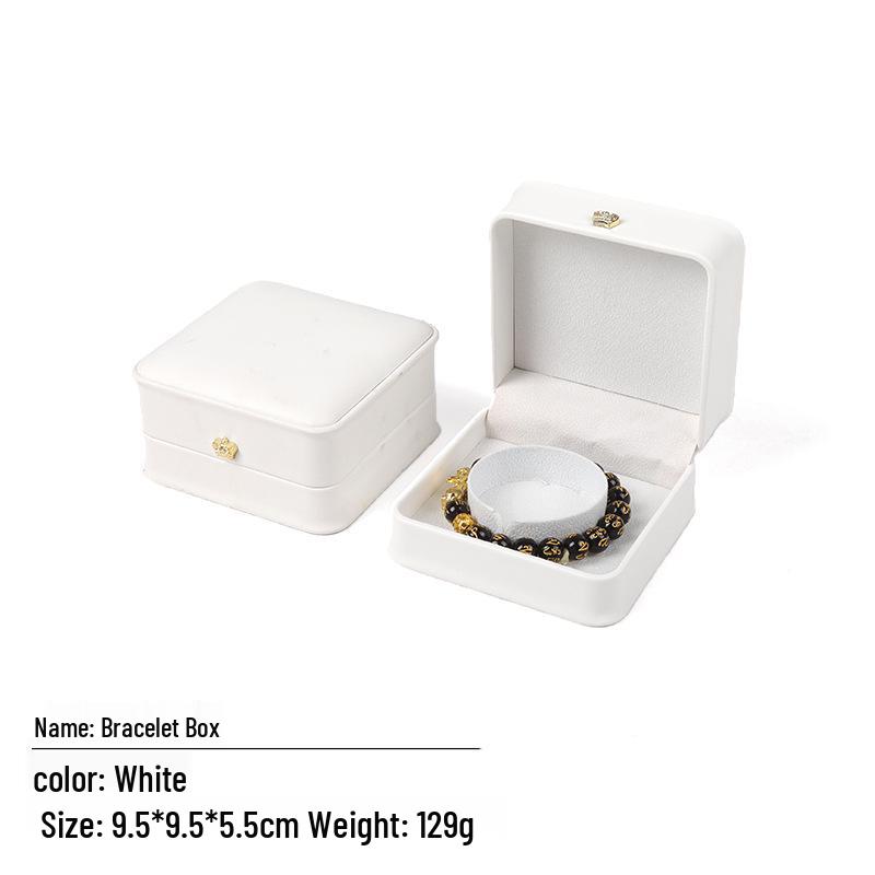 Elegant White Crown Buckle Jewelry Box for Exquisite Ornament Storage and Wedding Ring Display