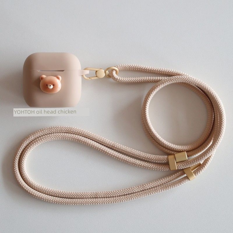 

Четыре поколения Новинка Airpods3 Беспроводные Bluetooth-наушники Чехол Air4 Шнурок для ношения на шее через плечо Pro Шумоподавление Цельный силиконовый чехол Apple AirPods1/2 Milk tea color + lanyard