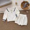 Boys' Pure Cotton Knit Sweater and Shorts Set - Long Sleeve Spring/Autumn, Suitable for Boys and Girls