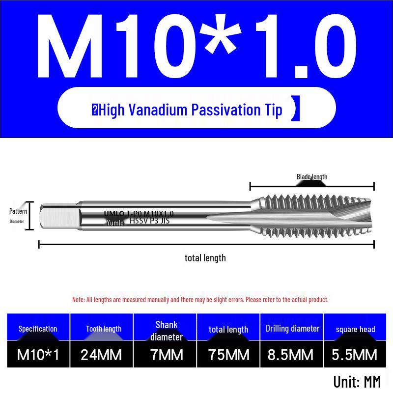 UMLO High Vanadium Spiral Tap Machine for M3-M10 Stainless Steel Tapping