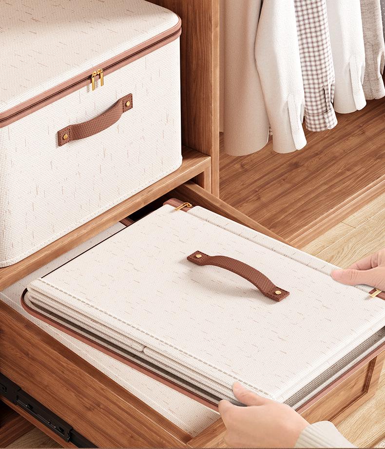 Tianshan Cotton & Linen Zipper Storage Box with Lid for Clothes & Toys