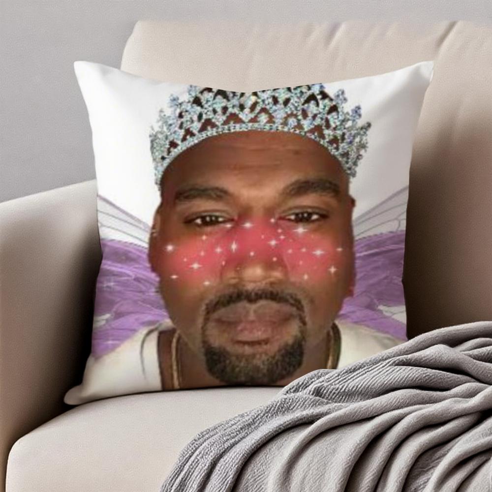 Funny Humorous Internet Meme K-Kanye West Cushion Cover Pillowcase Anti-Dustmite Invisible Zipper Short Plush Sofa Cushion