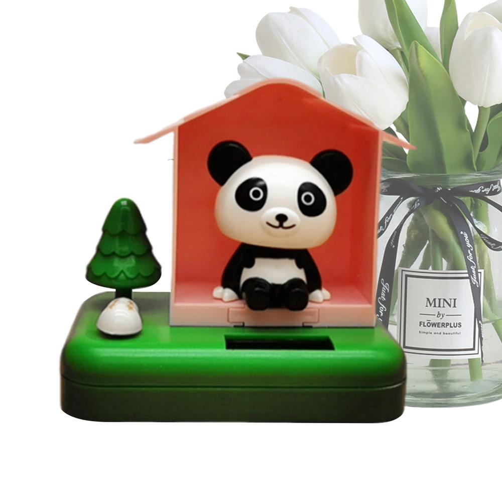 Car Ornaments For Dashboard Bobblehead Panda In Tree House Dashboard Decorations Solar Powered Car Ornaments Decorative Reusable