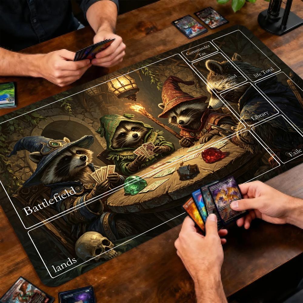 Raccoon Magic Mouse Pad The Magic Gathering Playmat 24"X14" MTG TCG Office Desk Mat for Work Game PC Laptop Rug Carpet MousePad