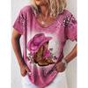 Summer Ladies T-Shirt Western Cowboy Boots With Floral Pattern Printing Retro Fashion Casual Oversized V-Neck Women's Clothing