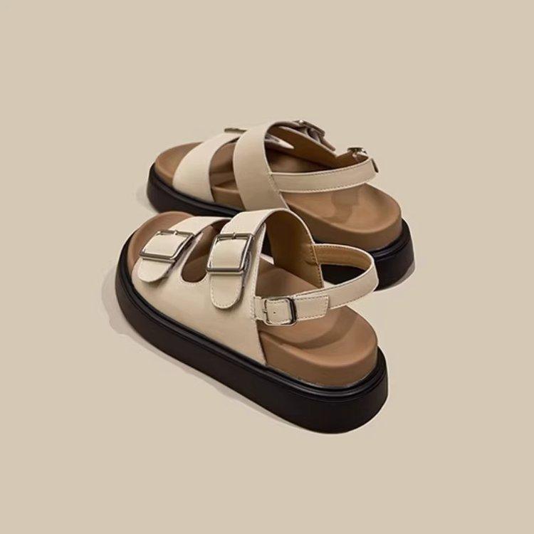 Roman sandals women's summer 2025 new Internet celebrity explosion super fire fashion wear thick-soled flat beach shoes