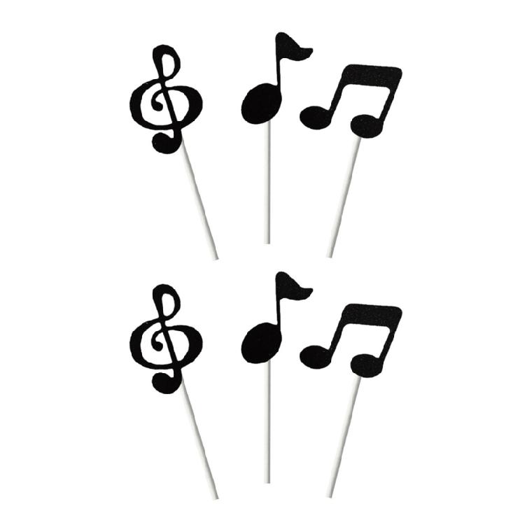 

Musical Theme Party Decoration Quaver Shaped Cake Insert Safe Paper Craft Eighth Note Toppers For Dessert Display чорний