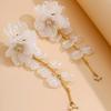 Elegant White Petal Flower Drop Earrings For Women Kpop Hanging Piercing Earring Aesthetic Wed Bridal Jewelry Accessories