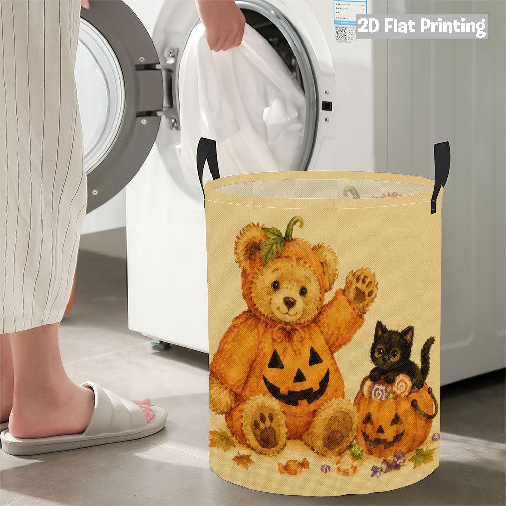 Collapsible Laundry Basket Large Round Waterproof Fabric Hamper Dirty Clothes Storage Bin Toy Organizer with Handles