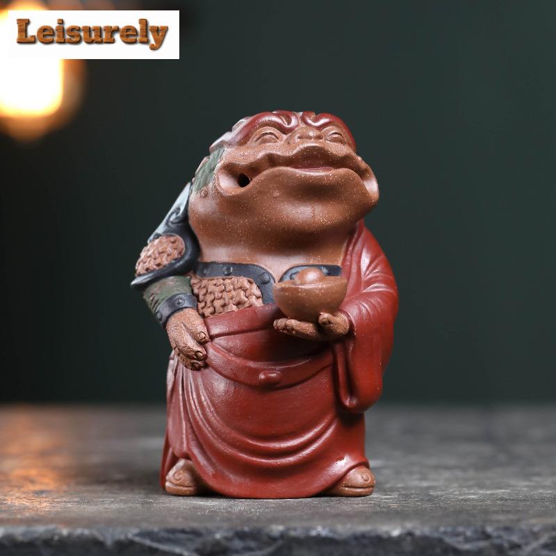 Yixing Purple Clay Wealth Ingot Golden Toad Pixiu Tea Pet Antique Tea Games Tea Figurine Play Toys Tea Statue Ornaments Gift