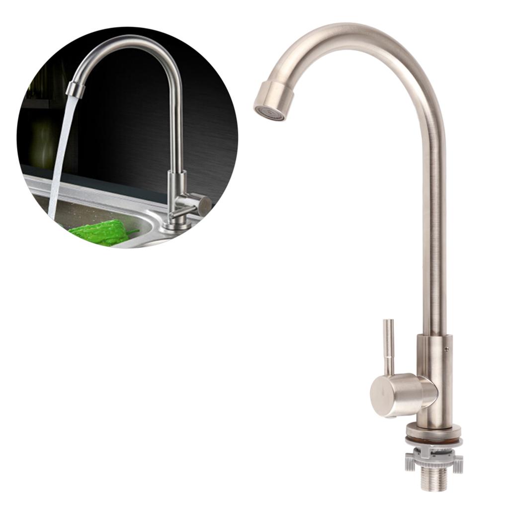 G1/2in Gewinde Edelstahl Einzelkalt Einloch Spülbecken Wasserhahn 360 Grad Drehung Küche