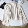 Women's Autumn Cotton Waffle Jacket, Korean Style, Loose Design, Double Zipper Cardigan