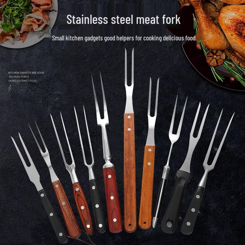Stainless Steel BBQ Meat Fork with Wood Handle