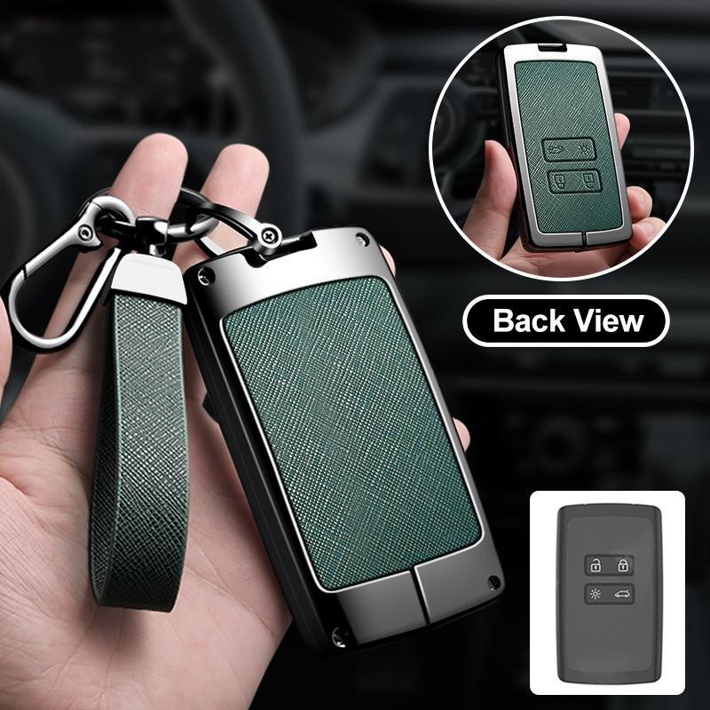 Zinc Alloy Leather Car Key Cover Fits Renault Sandero Koleos Captur Kadjar Megane Clio 5 Austral Logan Arkana Koleos Key Shell