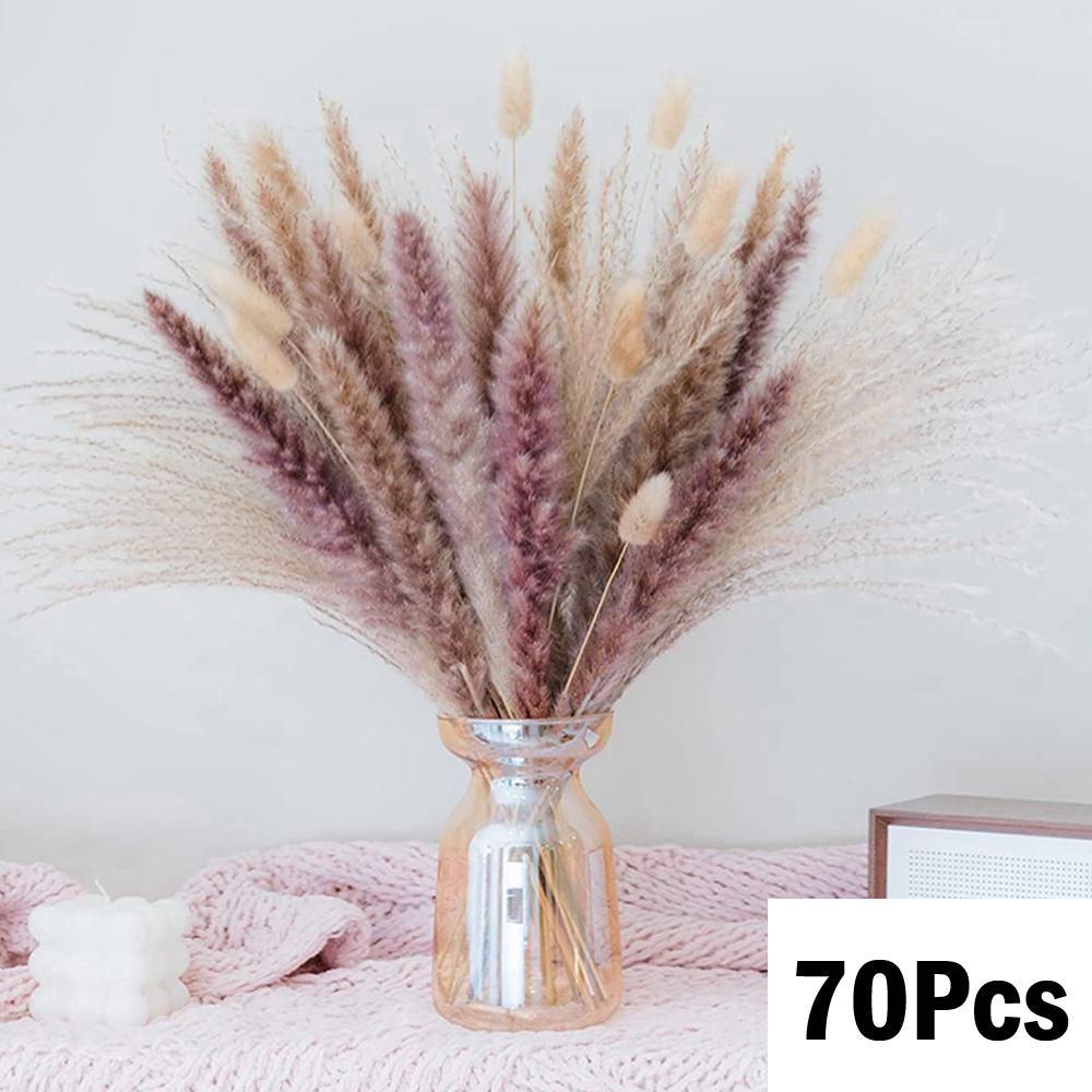 Dried Pampas for Decoration Fluffy Natural Tall Pampas Set 30-100Pcs Small Reed Dried Flowers Bouquet Boho Home Ramadan Decor