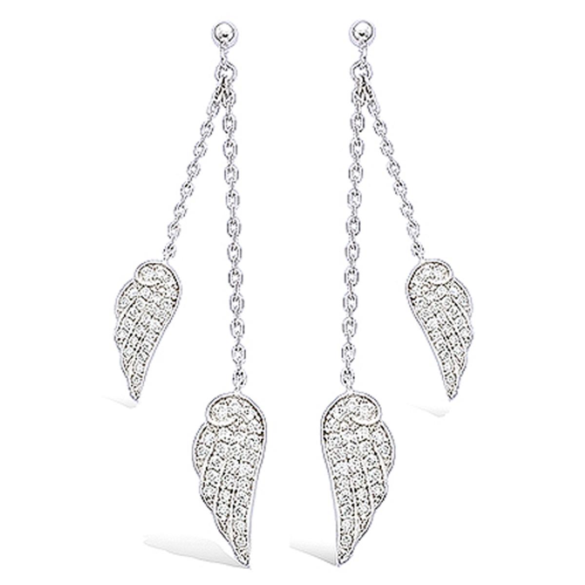 

Les Trésors De Lily [J5252] - Серебряные серьги Les Ailes d Ange серебристо-белые (родированное покрытие) - 65x8 мм