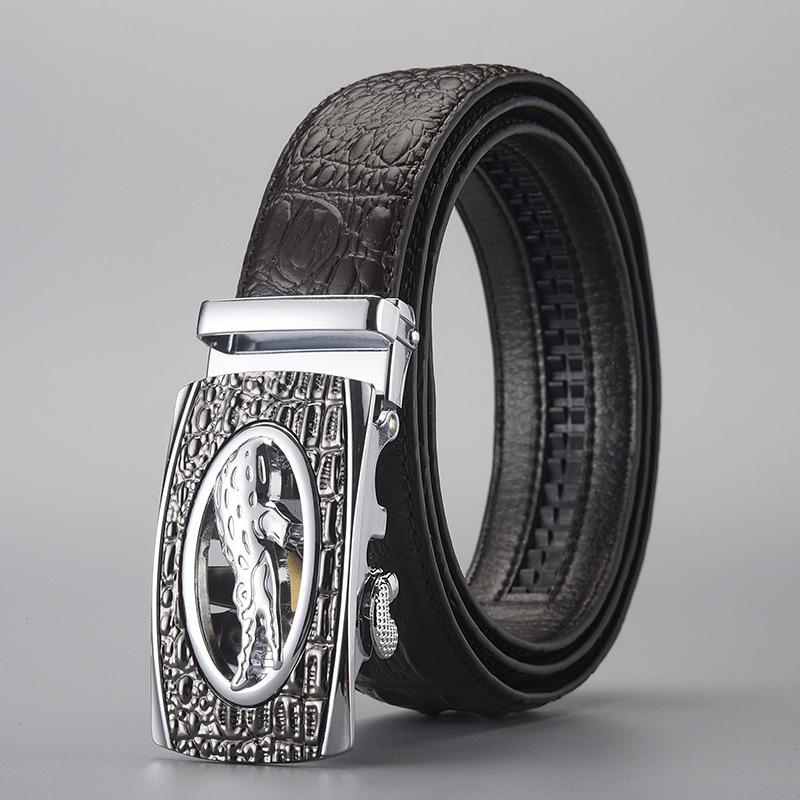 Belt Men'S Business High-End Leather Alligator Pattern Automatic Buckle Belt Embossing