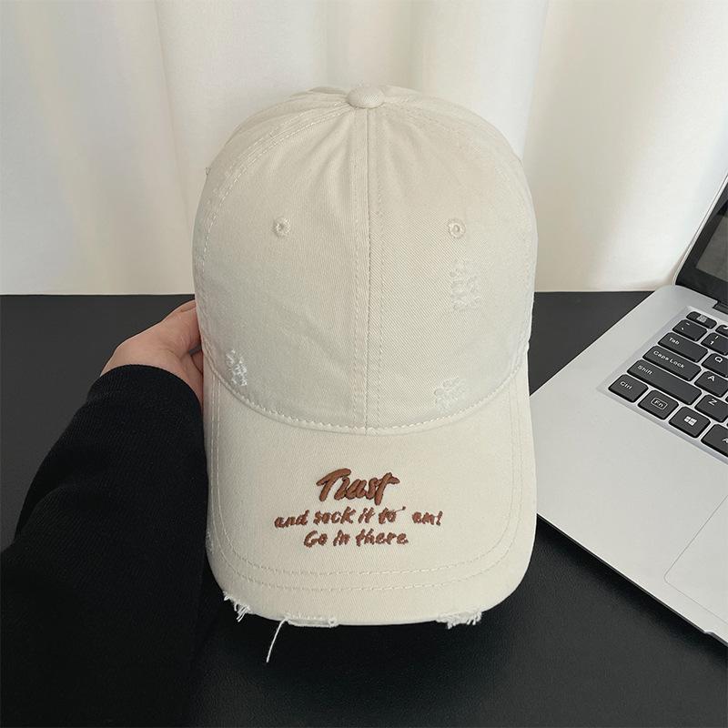 

Washed denim soft top baseball cap women s new wide brim hole old cap summer outdoor sun protection hat Soft top