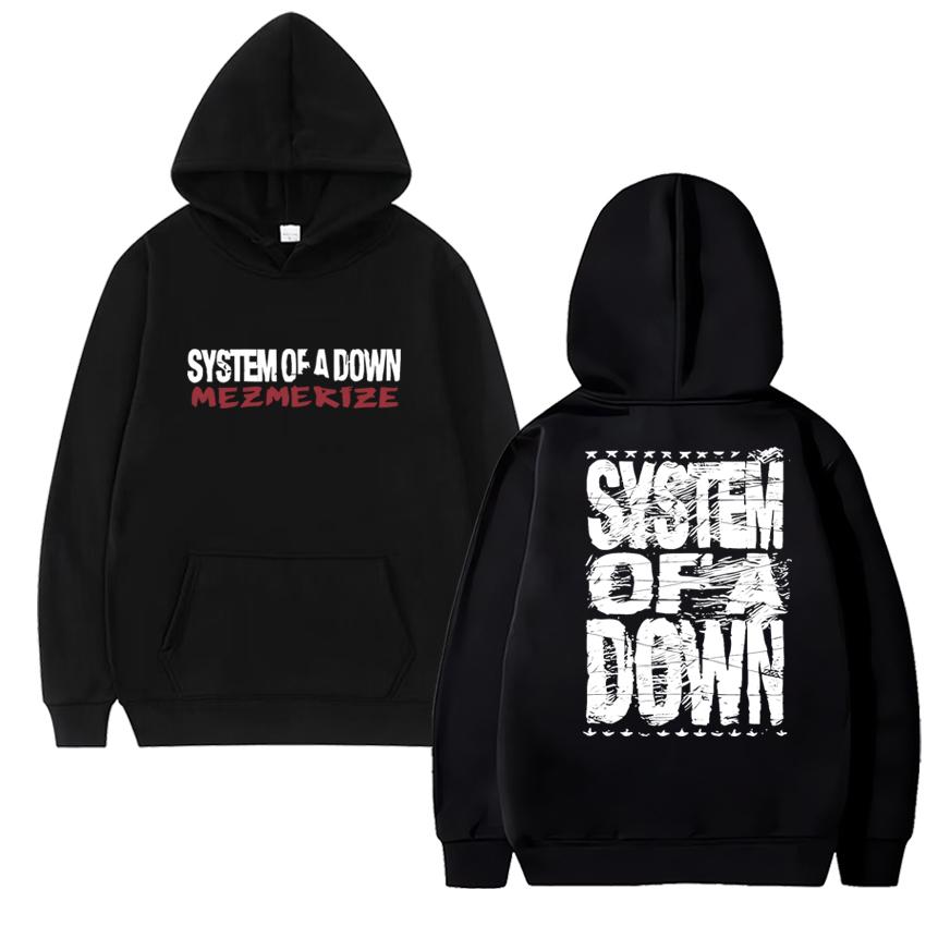 Rock band System of A Down Mezmerize 2025 Album Vintage metal streetwear Unisex hip hop Casual Hoodie Unisex Fleece pullover