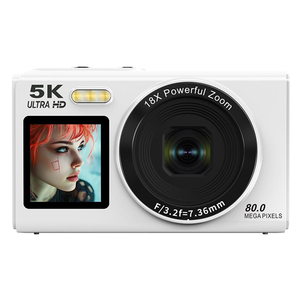 

S150PRO Dual Screen Portable Digital Camera High Resolution CCD Selfie Camera, with 64G TF Card + Card Reader White