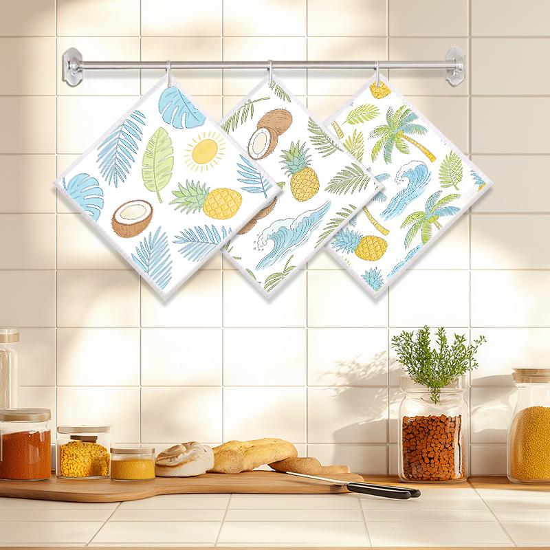 

6PCS Cleaning Dishcloths Reusable Kitchen Dish Towels Cartoon Summer Fruit Pattern Dishcloth Absorbent Lint Free Cloth Washable Duster Rags Tea Towels J121A-3PCS