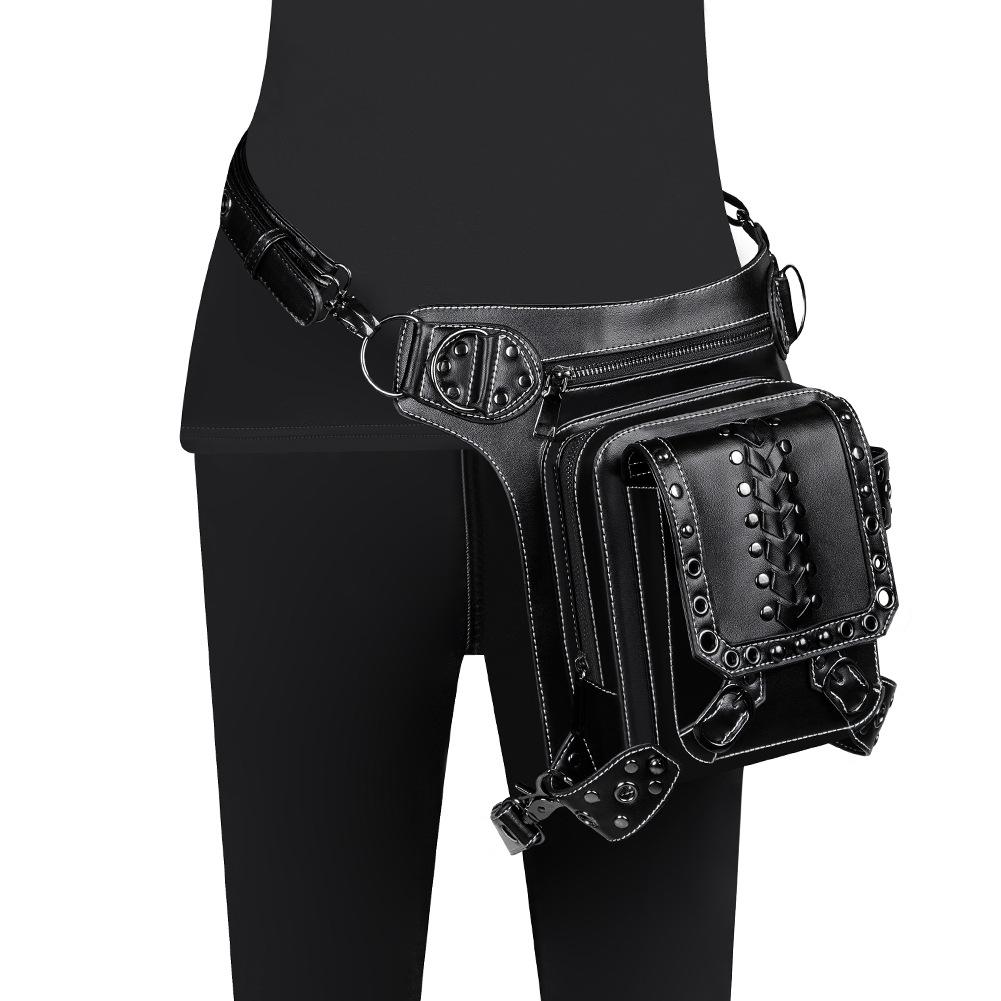 Punk Pu Leather Female Outdoor Cycling Waist Bag Fanny Pack Belt Bag Chest Bag Purse Bum Bag Leg Bag Banano