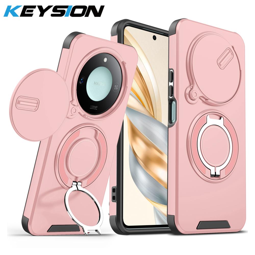 KEYSION 360° Ringständer Handyhülle für Honor X9c 5G X9c Smart Slide Kameraschutz Magnetische stoßfeste Abdeckung für Magic 7 Lite