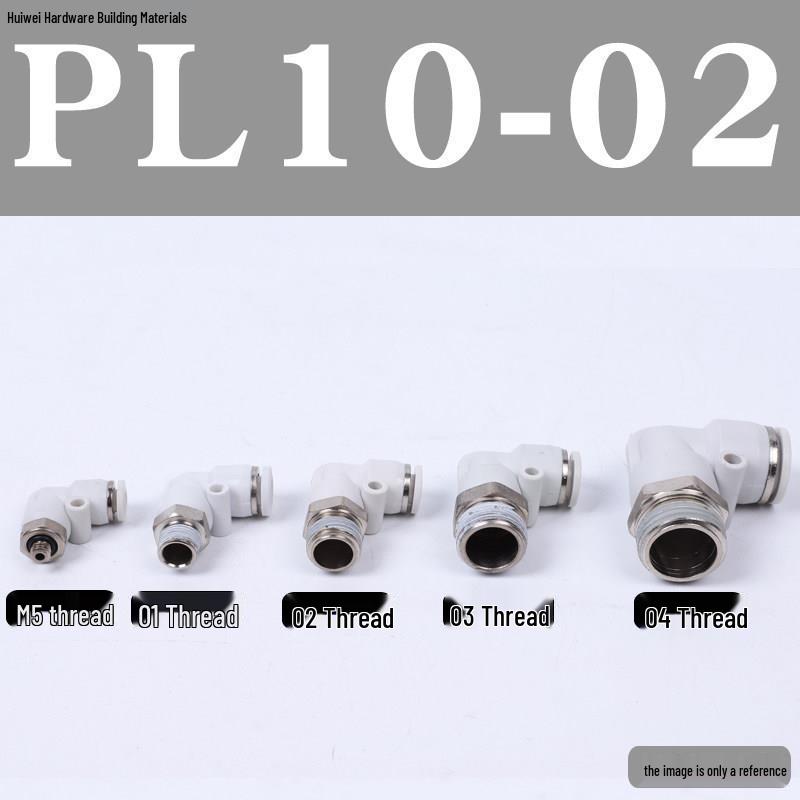 Pneumatic Tube Quick Connector: PL8-02, 4-M5, 6-01, 10-03, 12-04 Threaded Elbow