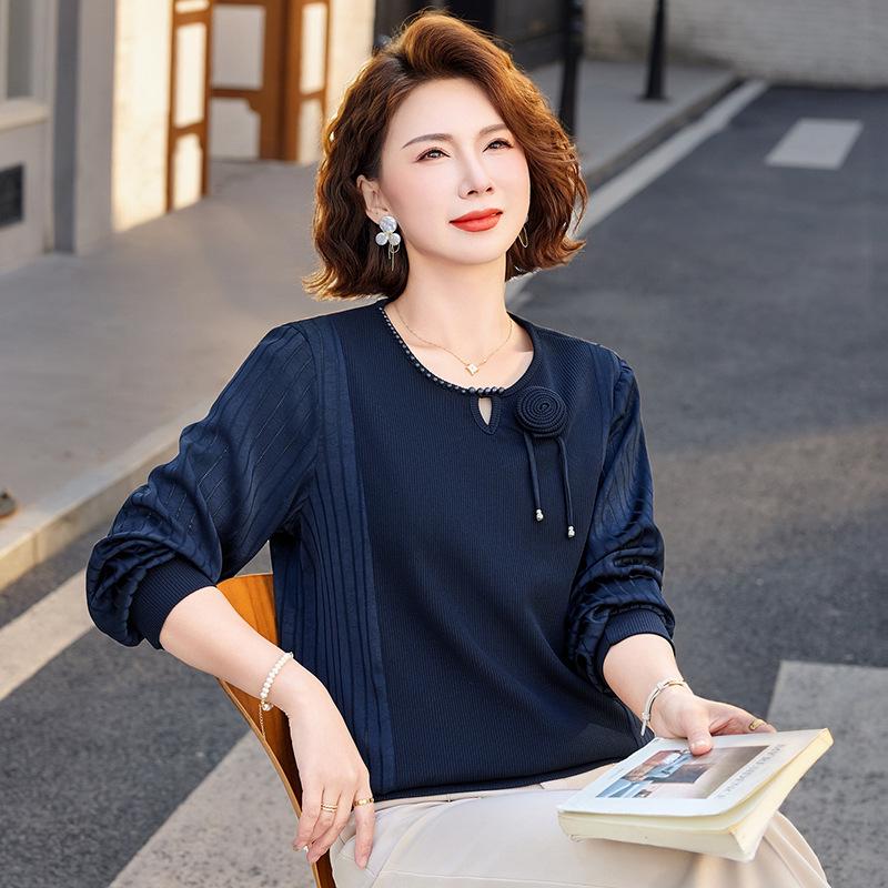 

Stylish Spring Long-Sleeve Knit Top for Middle-Aged Women XXXL, 120-130 jin