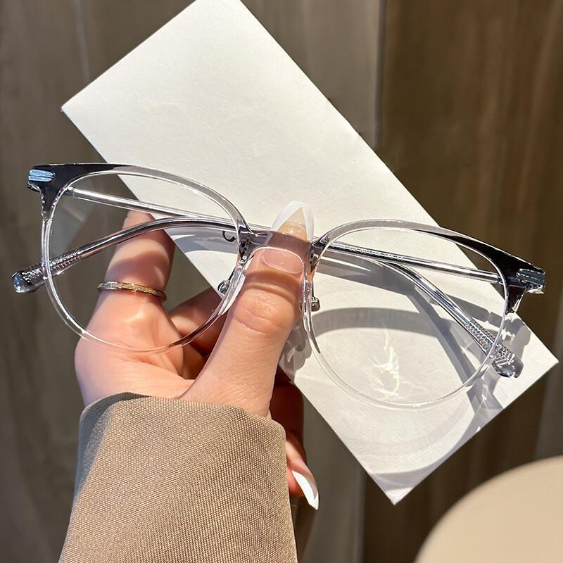 Anti-blue Light Glasses for Women Ultralight TR90 Transparent Square Frame Retro Reading Glasses 0~+600