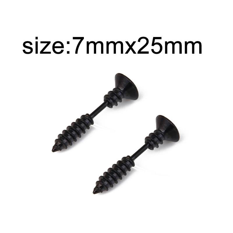 1 Pair Gothic Black Steel-Color Funny Screw Back Stud Earrings For Men/Women Round Ball Spike Cone Tip Stainless Steel Jewelry