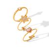 Europese & Amerikaanse 18k Goud Verguld Roestvrij Staal Diamant Ring Set - Lichte Luxe Dames Sieraden