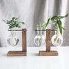 Creative Wooden Frame Hydroponic Vase with Glass Container for Desktop Decoration